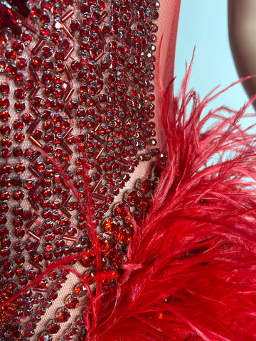 Ethereal Opulence - Long O-Neck Prom with Crystal Beads & Feathers Ethereal Opulence - Long O-Neck Prom with Crystal Beads & Feathers