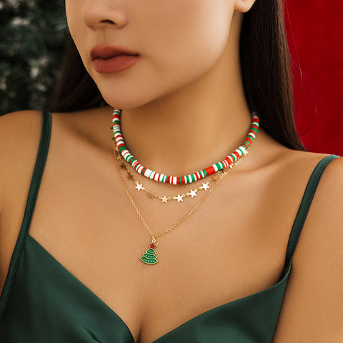 Beaded Women's Necklace Christmas Snowman Gift Imitation Crystal Ornament Beaded Women's Necklace Christmas Snowman Gift Imitation Crystal Ornament