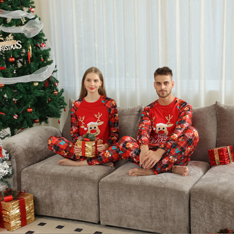 European And American Long Sleeve Home Wear Printed Plaid Christmas Suit European And American Long Sleeve Home Wear Printed Plaid Christmas Suit