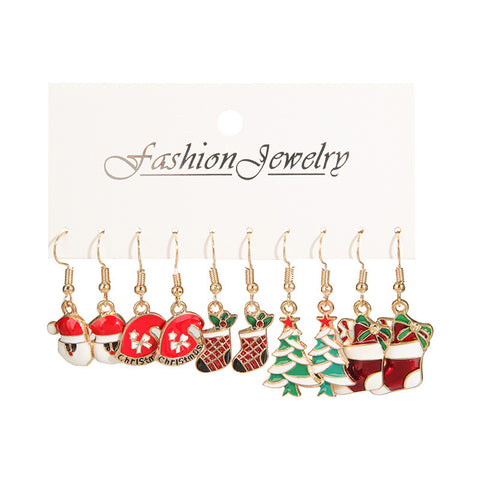 Christmas Stud Combination Suit Snowflake Elk Earrings Christmas Stud Combination Suit Snowflake Elk Earrings