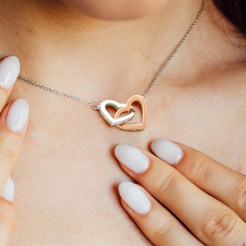 Double Heart Necklace Personalized Design Two-color Peach Double Heart Necklace Personalized Design Two-color Peach