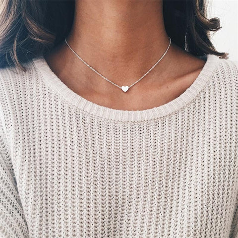 Simple Fashion Gold Color Double-sided Love Pendant Necklaces Clavicle Chains Necklace Women Jewelry Valentines Day Gift Simple Fashion Gold Color Double-sided Love Pendant Necklaces Clavicle Chains Necklace Women Jewelry Valentines Day Gift