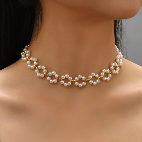 Ins Pearl Flowers Necklace Women's Clavicle Chain Jewelry Accessories Ins Pearl Flowers Necklace Women's Clavicle Chain Jewelry Accessories