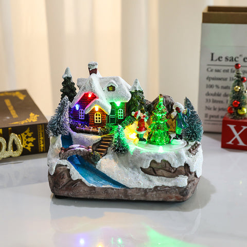 Christmas Rotating Resin Luminous Music Box Ornaments Christmas Rotating Resin Luminous Music Box Ornaments