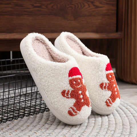Christmas Gingerbread Cotton Slippers Winter Home Shoes Christmas Gingerbread Cotton Slippers Winter Home Shoes
