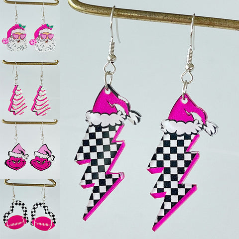 Acrylic Earrings Christmas Cute Cartoon Christmas Santa Claus Tree Football Lightning Earrings Jewelry Acrylic Earrings Christmas Cute Cartoon Christmas Santa Claus Tree Football Lightning Earrings Jewelry