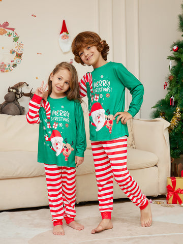 Cartoon Santa Claus Letter Printing Parent-child Christmas Pajamas Home Wear Suit Cartoon Santa Claus Letter Printing Parent-child Christmas Pajamas Home Wear Suit