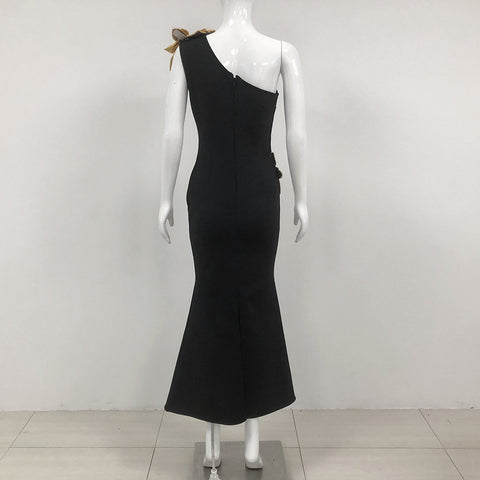Slim-fit Bandage Golden Flower Maxi Dress Slim-fit Bandage Golden Flower Maxi Dress