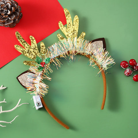 Christmas Hair Band Glowing Headband Xmas Tree Snowflake Hair Band Deer Horn Light Flashing Headwear Merry Christmas Gift Christmas Hair Band Glowing Headband Xmas Tree Snowflake Hair Band Deer Horn Light Flashing Headwear Merry Christmas Gift
