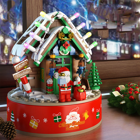 Music Box Kids Building Blocks Christmas Tree Ornaments Rotating LED Shining Music Box DIY City Bricks For Children Gift Music Box Kids Building Blocks Christmas Tree Ornaments Rotating LED Shining Music Box DIY City Bricks For Children Gift