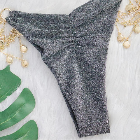 Glamour Shell - Sparkling Metal Two-Piece Bikini Set with Scrunch Butt Glamour Shell - Sparkling Metal Two-Piece Bikini Set with Scrunch Butt