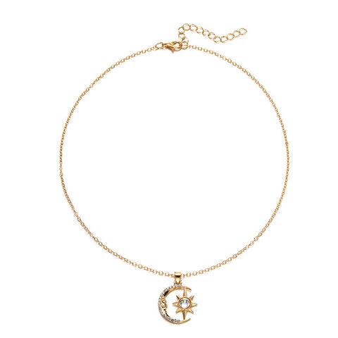 Fashion Jewelry Fashion Moon Star Zircon Pendant Necklace Stainless Steel Light Luxury Choker Jewelry Party Gifts For Women Girls Fashion Jewelry Fashion Moon Star Zircon Pendant Necklace Stainless Steel Light Luxury Choker Jewelry Party Gifts For Women Girls
