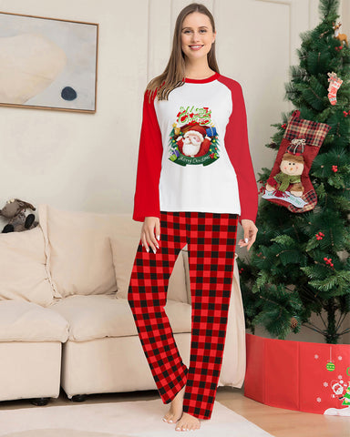 Christmas Parent-Child Clothes Set Long Sleeve T-Shirt Plaid Pants Family Matching Pajamas Christmas Parent-Child Clothes Set Long Sleeve T-Shirt Plaid Pants Family Matching Pajamas