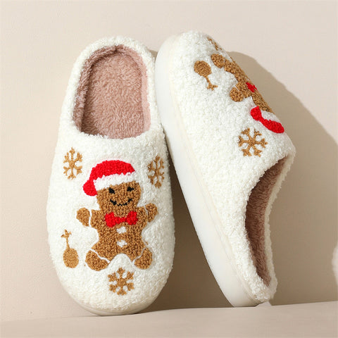 Christmas Snowflake Gingerbread Slippers Winter Indoor Non-slip Floor Bedroom Fuzzy House Shoes For Women Home Slippers Christmas Snowflake Gingerbread Slippers Winter Indoor Non-slip Floor Bedroom Fuzzy House Shoes For Women Home Slippers