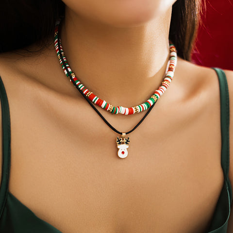 Beaded Women's Necklace Christmas Snowman Gift Imitation Crystal Ornament Beaded Women's Necklace Christmas Snowman Gift Imitation Crystal Ornament