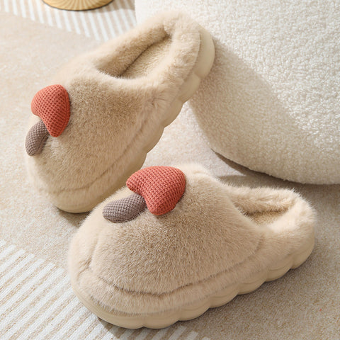 Cute Mushroom Cotton Slippers For Women Thick-soled Autumn And Winter Plush Slipper Indoor Non-slip Eva Household Furry Shoes Cute Mushroom Cotton Slippers For Women Thick-soled Autumn And Winter Plush Slipper Indoor Non-slip Eva Household Furry Shoes