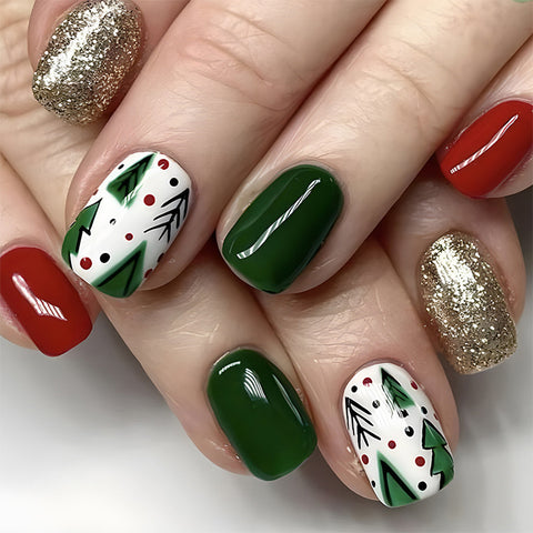 24pcs Christmas False Nails Hat Striped Snowflake Nail Art Stickers For Parties Dances Or Holiday Wear 24pcs Christmas False Nails Hat Striped Snowflake Nail Art Stickers For Parties Dances Or Holiday Wear