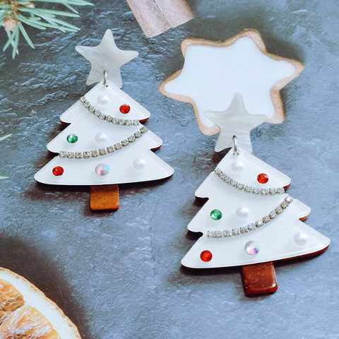 Sweet Christmas Tree Earrings With Rhinestones New Fashion Christmas Acrylic Earrings Women's Jewelry Sweet Christmas Tree Earrings With Rhinestones New Fashion Christmas Acrylic Earrings Women's Jewelry