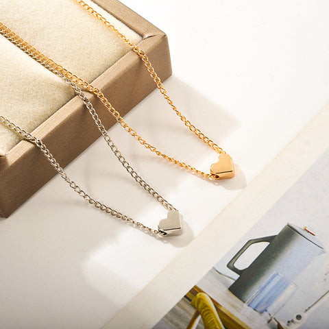 Simple Fashion Gold Color Double-sided Love Pendant Necklaces Clavicle Chains Necklace Women Jewelry Valentines Day Gift Simple Fashion Gold Color Double-sided Love Pendant Necklaces Clavicle Chains Necklace Women Jewelry Valentines Day Gift