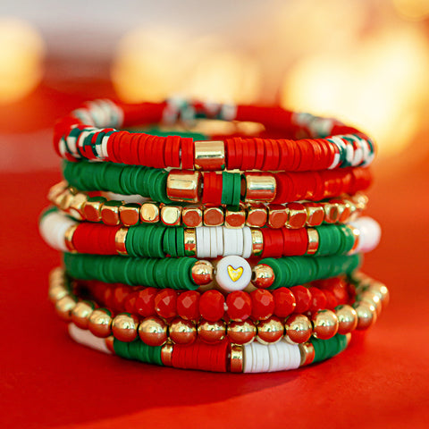 Christmas Polymer Clay Color Bracelet Suit Christmas Polymer Clay Color Bracelet Suit