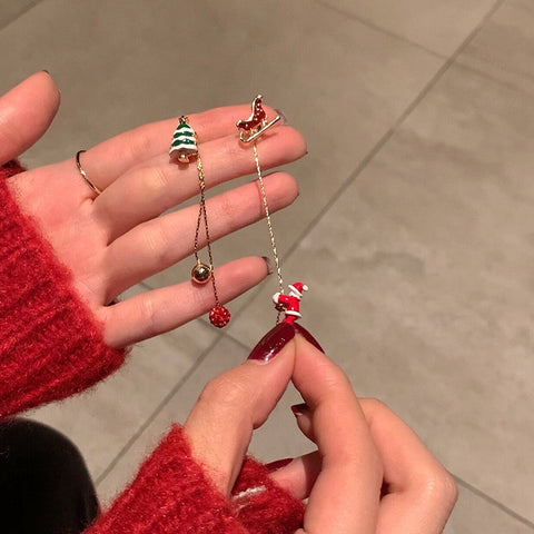 Ins Fashion Xmas Earrings Moving Santa Claus Long Tassel Earrings For Women Christmas Tree Snowflake Asymmetric Drop Earring Ins Fashion Xmas Earrings Moving Santa Claus Long Tassel Earrings For Women Christmas Tree Snowflake Asymmetric Drop Earring