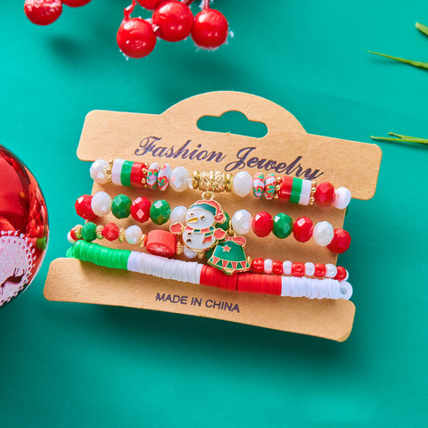 Christmas Snowman Bracelet Handmade Beaded Suit Christmas Snowman Bracelet Handmade Beaded Suit