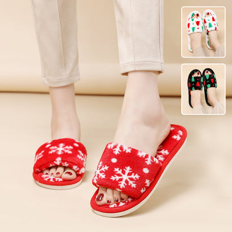 Christmas Tree Home Slippers Fashion Floor Bedroom Open-toe Plush Slippers For Women Fuzzy House Shoes Christmas Tree Home Slippers Fashion Floor Bedroom Open-toe Plush Slippers For Women Fuzzy House Shoes