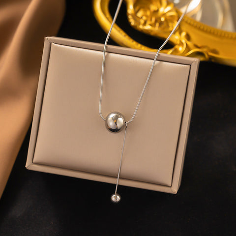 Gold Round Ball Titanium Steel Necklace Light Luxury Niche Necklace Gold Round Ball Titanium Steel Necklace Light Luxury Niche Necklace