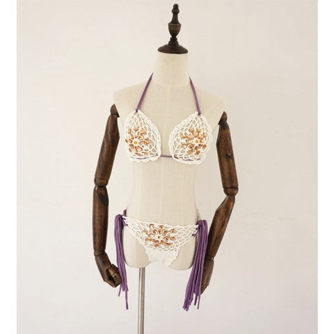 Luxury Crystal Diamond Crochet Bikini - Sexy Hollow Out Micro Triangle Swimsuit with Rhinestone Split Luxury Crystal Diamond Crochet Bikini - Sexy Hollow Out Micro Triangle Swimsuit with Rhinestone Split