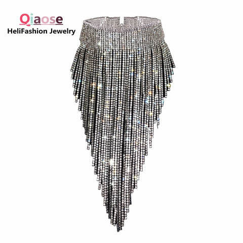 Stunning Rhinestone Long Chain Choker Necklace - Shiny Fashion Jewelry for Women Stunning Rhinestone Long Chain Choker Necklace - Shiny Fashion Jewelry for Women