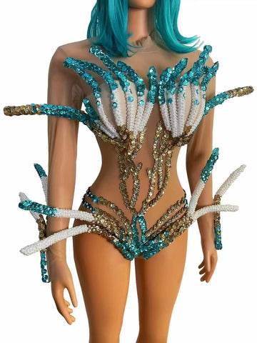 Glamourous Halloween Night - Dazzling Diamond Sparkle and Pearl Elegance for DJ Events and Party Stage Costumes Glamourous Halloween Night - Dazzling Diamond Sparkle and Pearl Elegance for DJ Events and Party Stage Costumes