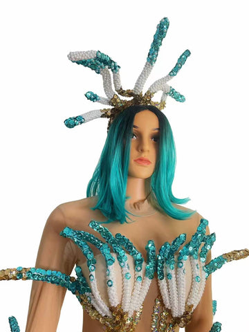 Glamourous Halloween Night - Dazzling Diamond Sparkle and Pearl Elegance for DJ Events and Party Stage Costumes Glamourous Halloween Night - Dazzling Diamond Sparkle and Pearl Elegance for DJ Events and Party Stage Costumes