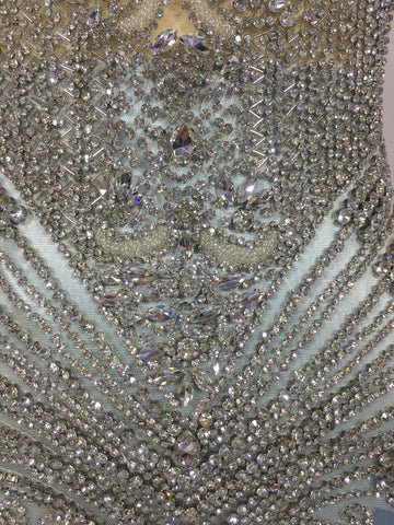 Sapphire Elegance - Sheer Neckline, Crystal Tassel Mermaid Prom Evening Dress Sapphire Elegance - Sheer Neckline, Crystal Tassel Mermaid Prom Evening Dress