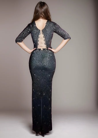 Ravishing Black Rhinestone Singer's Stage Dress for Evening Performance Ravishing Black Rhinestone Singer's Stage Dress for Evening Performance
