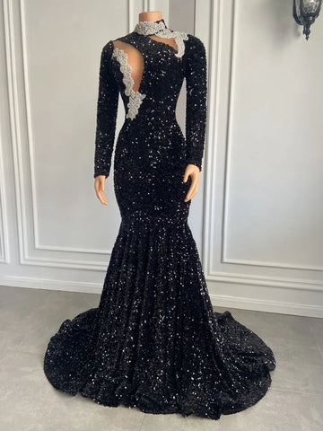 Sexy Mermaid Prom Gown - High Neck Crystals & Sparkly Sequins Sexy Mermaid Prom Gown - High Neck Crystals & Sparkly Sequins