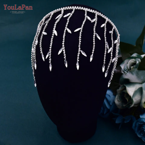 Rhinestone Bridal Forehead Headband with Combs - Wedding Tiara Rhinestone Bridal Forehead Headband with Combs - Wedding Tiara