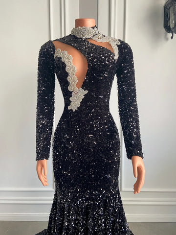 Sexy Mermaid Prom Gown - High Neck Crystals & Sparkly Sequins Sexy Mermaid Prom Gown - High Neck Crystals & Sparkly Sequins