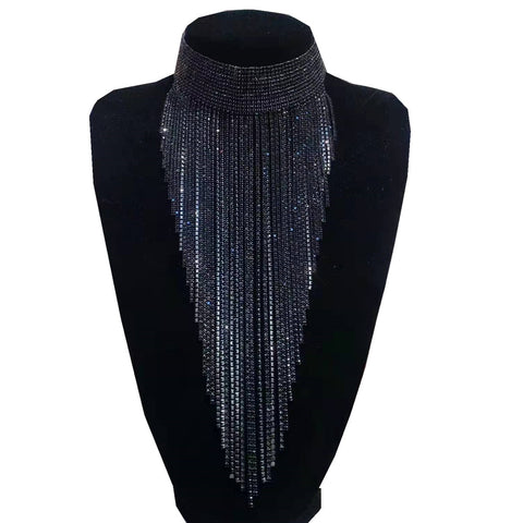 Stunning Rhinestone Long Chain Choker Necklace - Shiny Fashion Jewelry for Women Stunning Rhinestone Long Chain Choker Necklace - Shiny Fashion Jewelry for Women