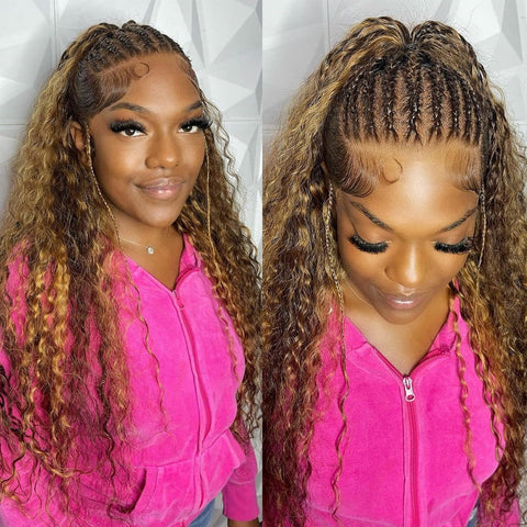 HD Lace Wig - Highlight Curly & Loose Deep Wave Frontal, Human Hair Wig HD Lace Wig - Highlight Curly & Loose Deep Wave Frontal, Human Hair Wig