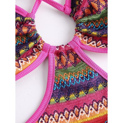 Colorful Zig Zag Cut Out - Backless Dress Colorful Zig Zag Cut Out - Backless Dress