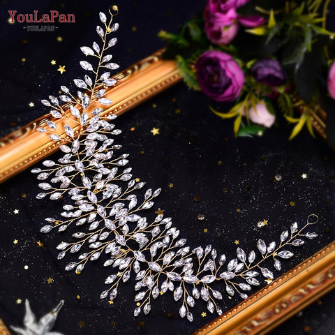 Rhinestone Bridal Forehead Headband with Combs - Wedding Tiara Rhinestone Bridal Forehead Headband with Combs - Wedding Tiara