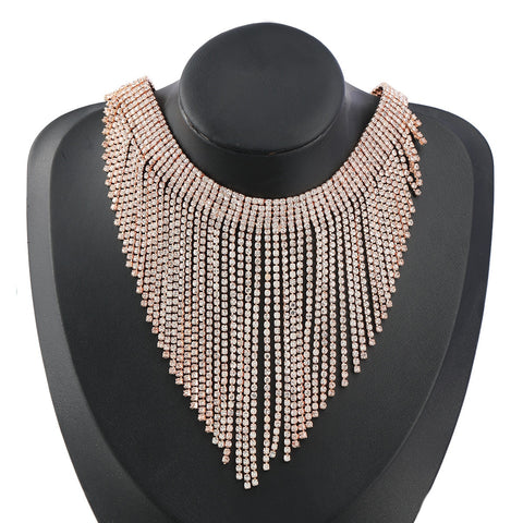 Stunning Rhinestone Long Chain Choker Necklace - Shiny Fashion Jewelry for Women Stunning Rhinestone Long Chain Choker Necklace - Shiny Fashion Jewelry for Women