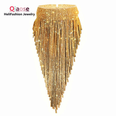 Stunning Rhinestone Long Chain Choker Necklace - Shiny Fashion Jewelry for Women Stunning Rhinestone Long Chain Choker Necklace - Shiny Fashion Jewelry for Women