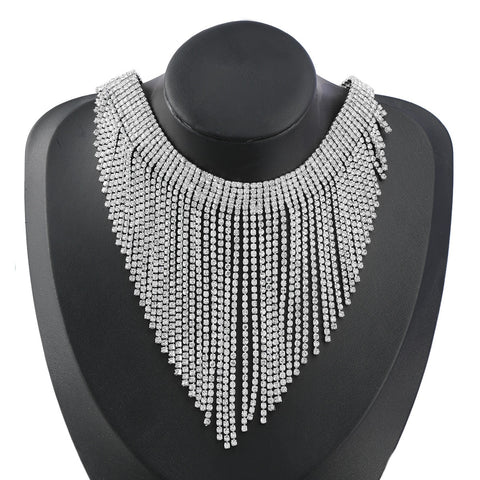 Stunning Rhinestone Long Chain Choker Necklace - Shiny Fashion Jewelry for Women Stunning Rhinestone Long Chain Choker Necklace - Shiny Fashion Jewelry for Women
