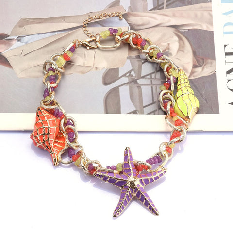 Bohemian Vintage ZA Starfish Shell Charm Choker Necklace Bohemian Vintage ZA Starfish Shell Charm Choker Necklace