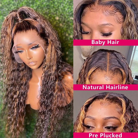 HD Lace Wig - Highlight Curly & Loose Deep Wave Frontal, Human Hair Wig HD Lace Wig - Highlight Curly & Loose Deep Wave Frontal, Human Hair Wig