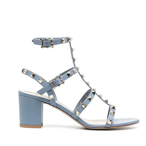 Gold-Studded Ankle Wrap Sandals - Women's Statement Style Gold-Studded Ankle Wrap Sandals - Women's Statement Style