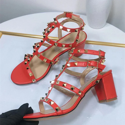 Gold-Studded Ankle Wrap Sandals - Women's Statement Style Gold-Studded Ankle Wrap Sandals - Women's Statement Style