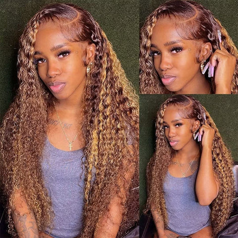 HD Lace Wig - Highlight Curly & Loose Deep Wave Frontal, Human Hair Wig HD Lace Wig - Highlight Curly & Loose Deep Wave Frontal, Human Hair Wig