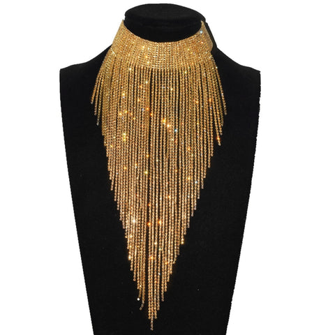 Stunning Rhinestone Long Chain Choker Necklace - Shiny Fashion Jewelry for Women Stunning Rhinestone Long Chain Choker Necklace - Shiny Fashion Jewelry for Women